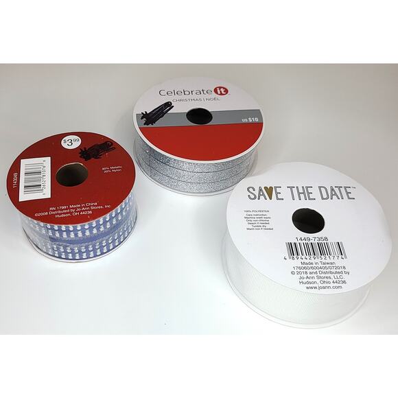 Ribbon Rolls Lot 15 Gift Wrap Craft Stamping Assorted Colors Widths Textures - Picture 4 of 7